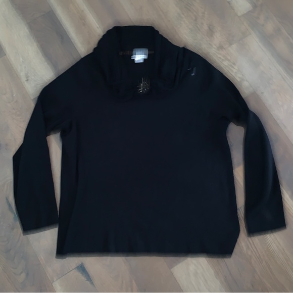 Ashley Stuart Womens Black Cowl Neck Sweater Size 1X - Picture 2 of 7